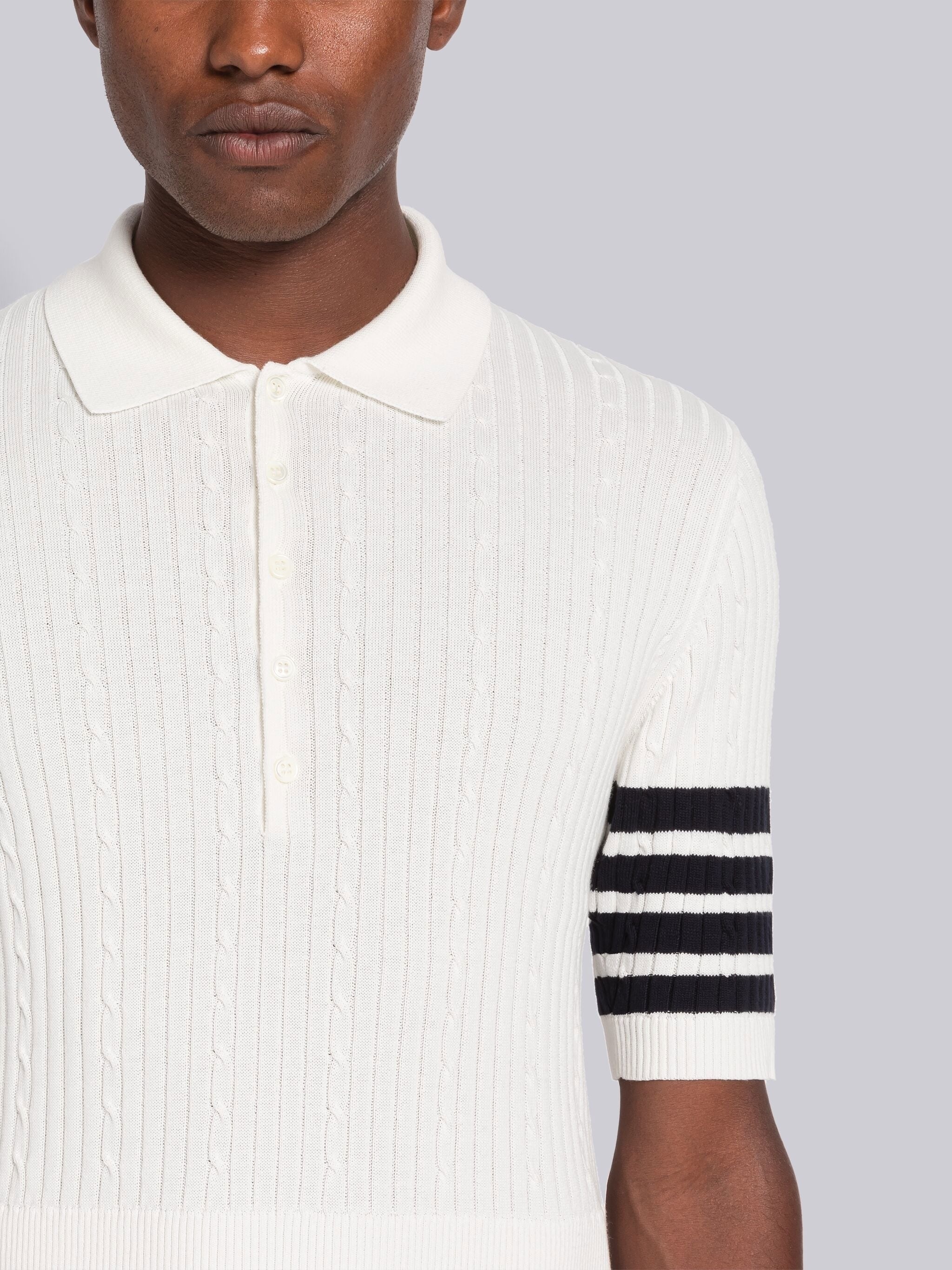 Baby Cable Rib Cotton 4-Bar Short Sleeve Polo - 5