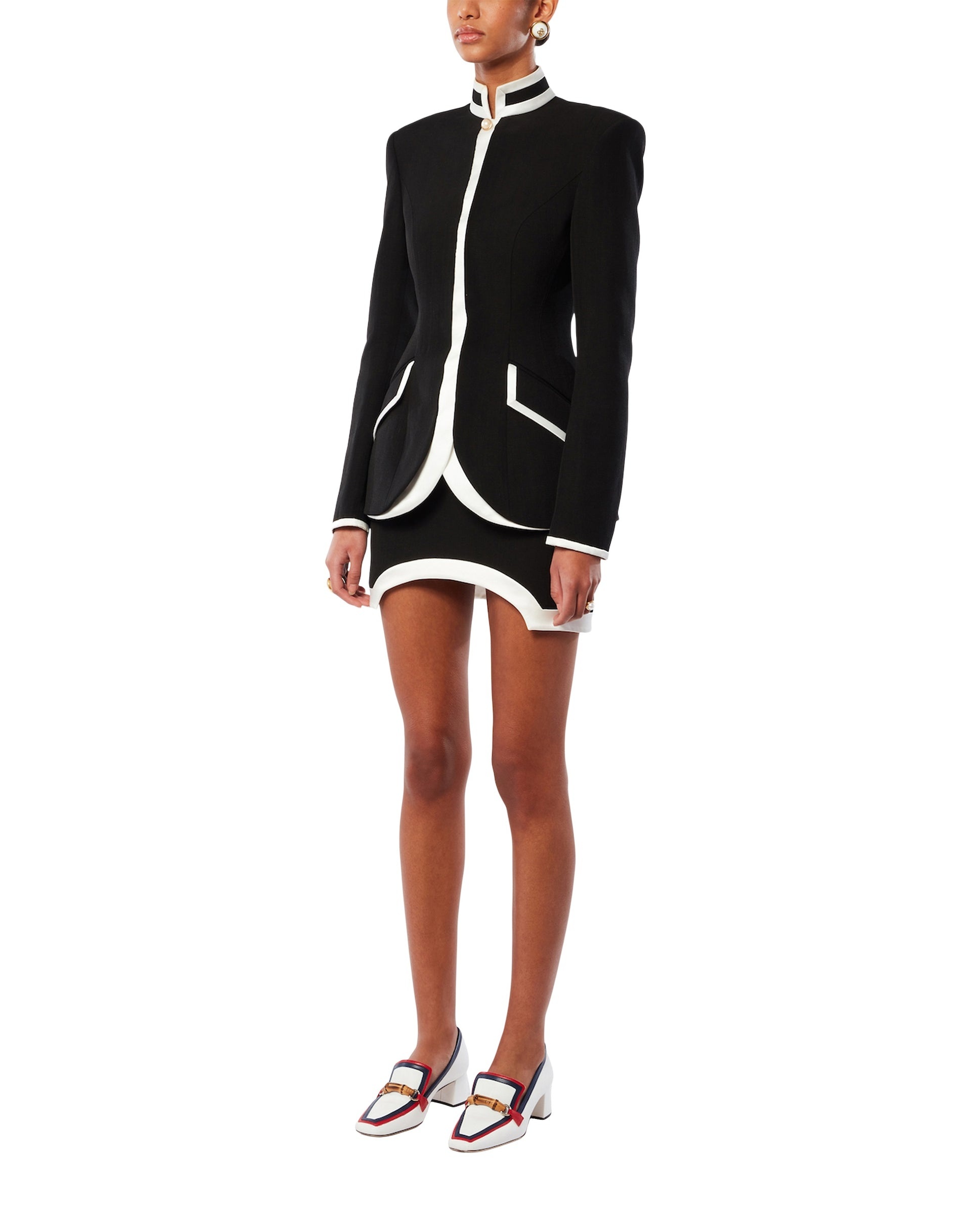 Black Curved Tailored Jacket - 4