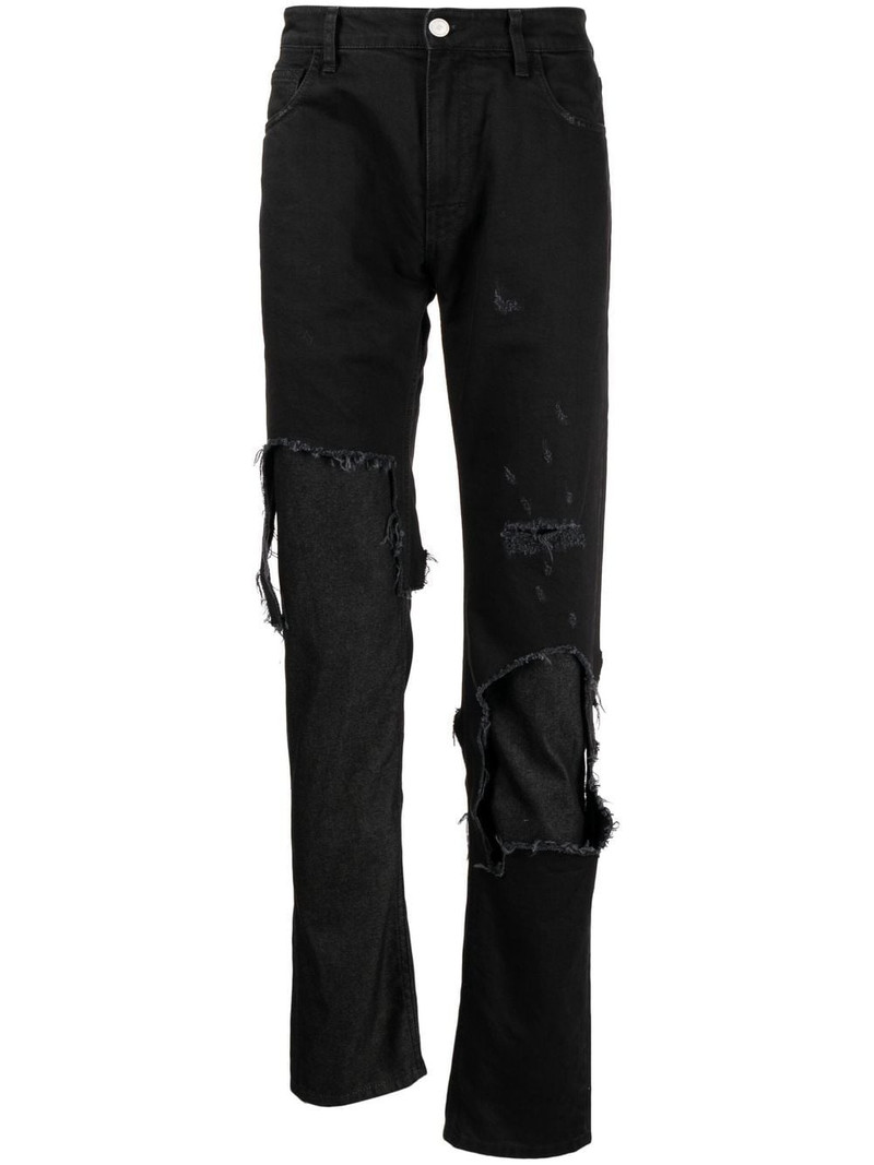 distressed slim-leg jeans 1