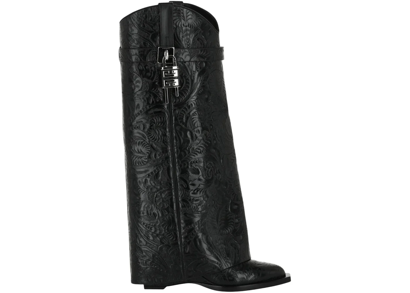 Givenchy Shark Lock Cowboy Western Boots Black (Women's) - 1