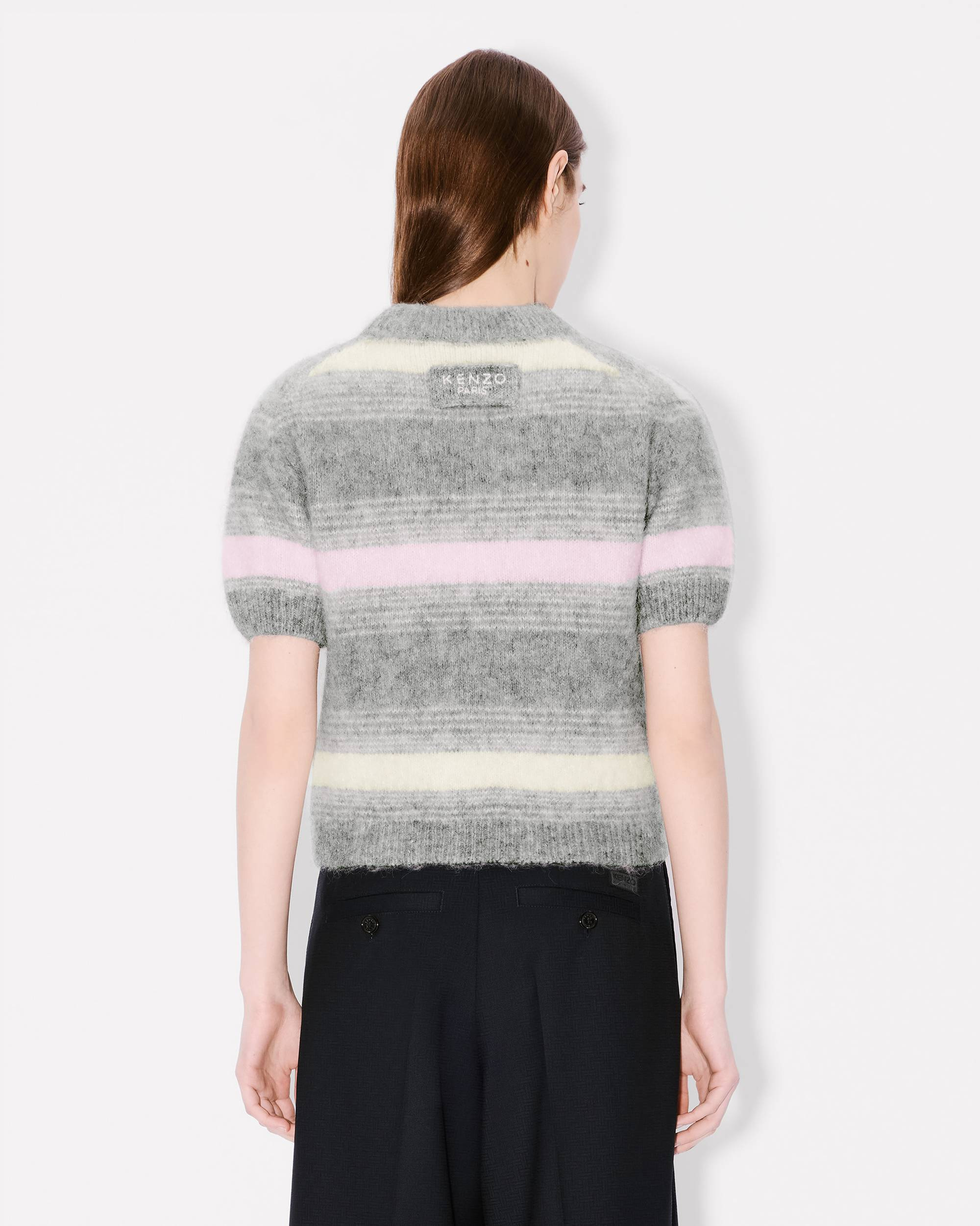 'KENZO Speed Stripe' hairy knitted top in mixed alpaca wool - 4