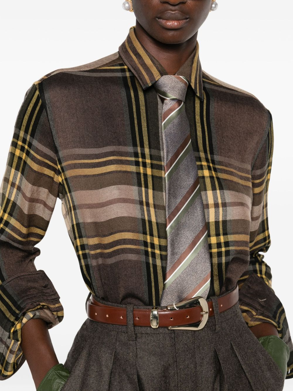 plaid button-up shirt - 5