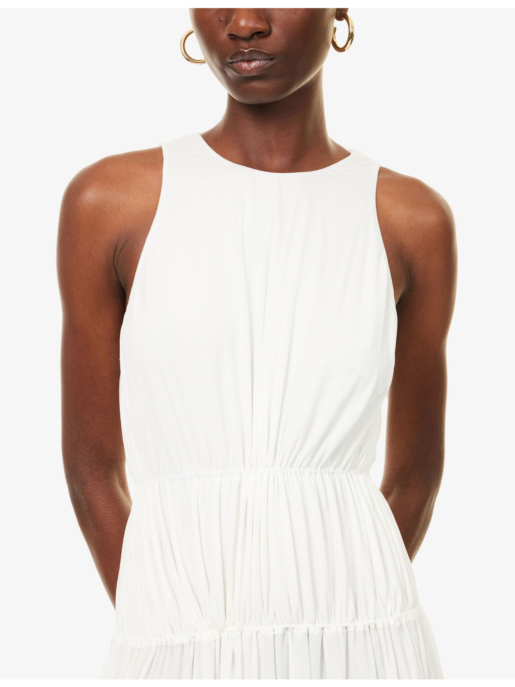 Draped Sleeveless Woven Maxi Dress - 5