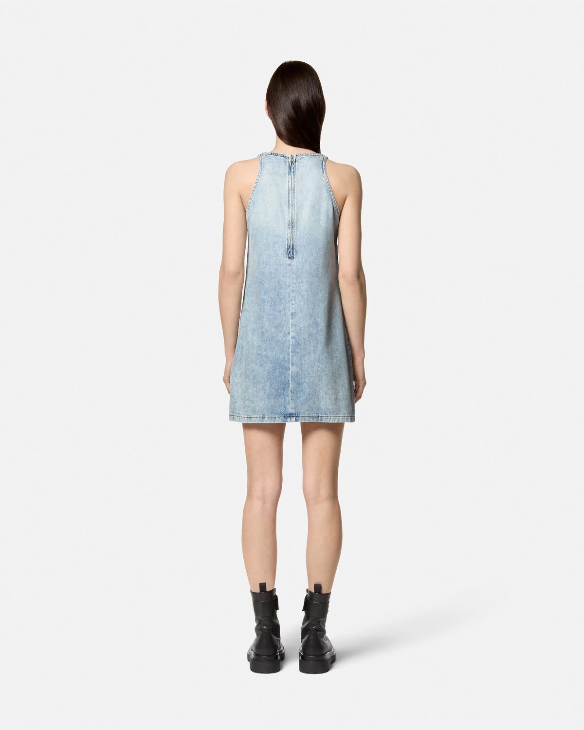 Studded Logo Denim Mini Dress - 5