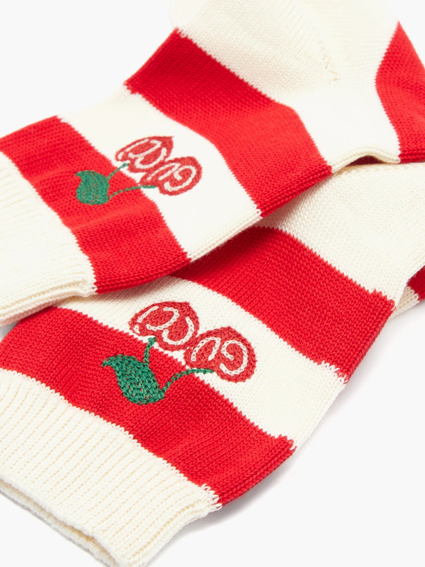 Cherry-logo striped cotton socks - 6