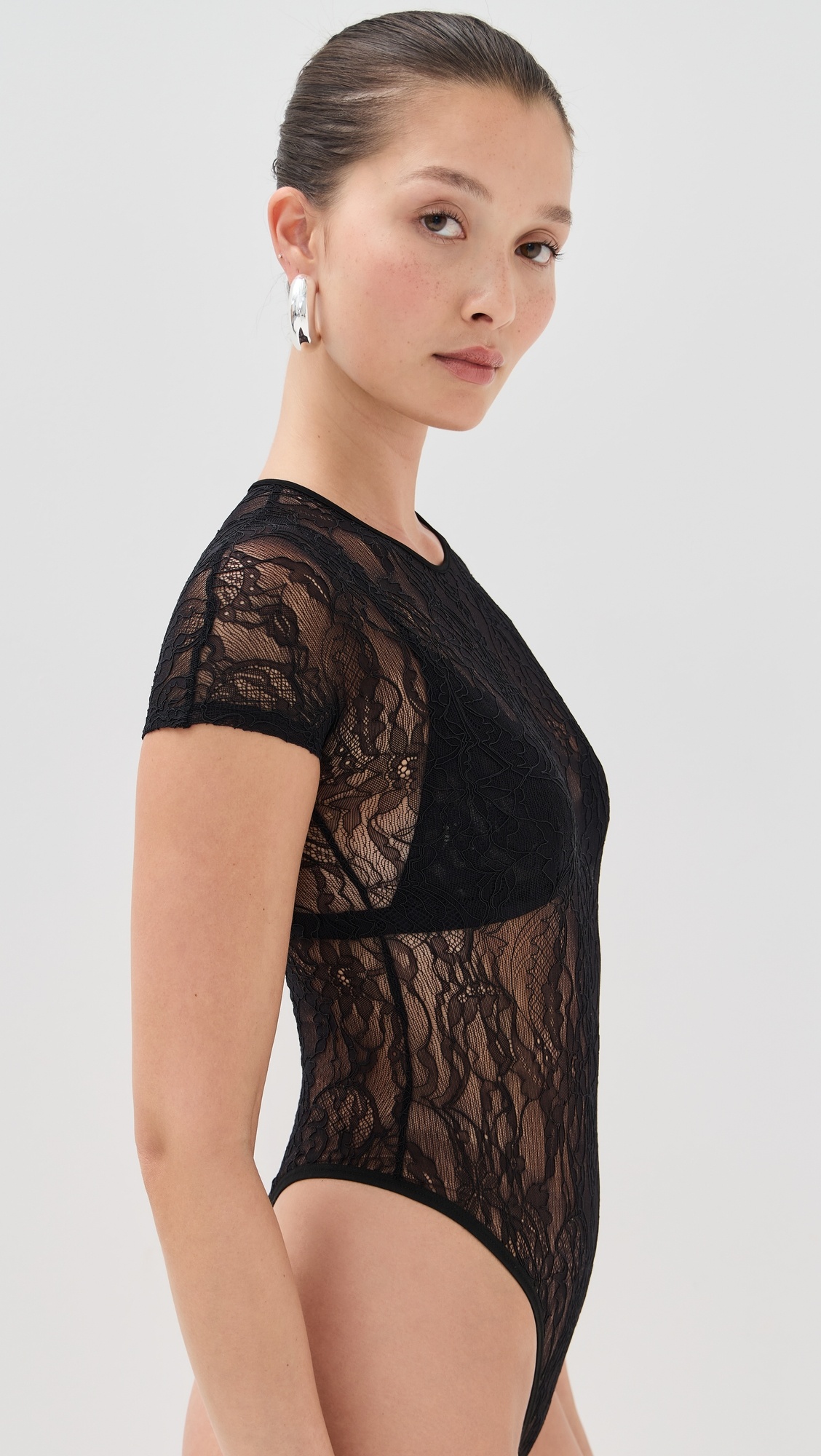 Lace Cap Sleeve Bodysuit - 3