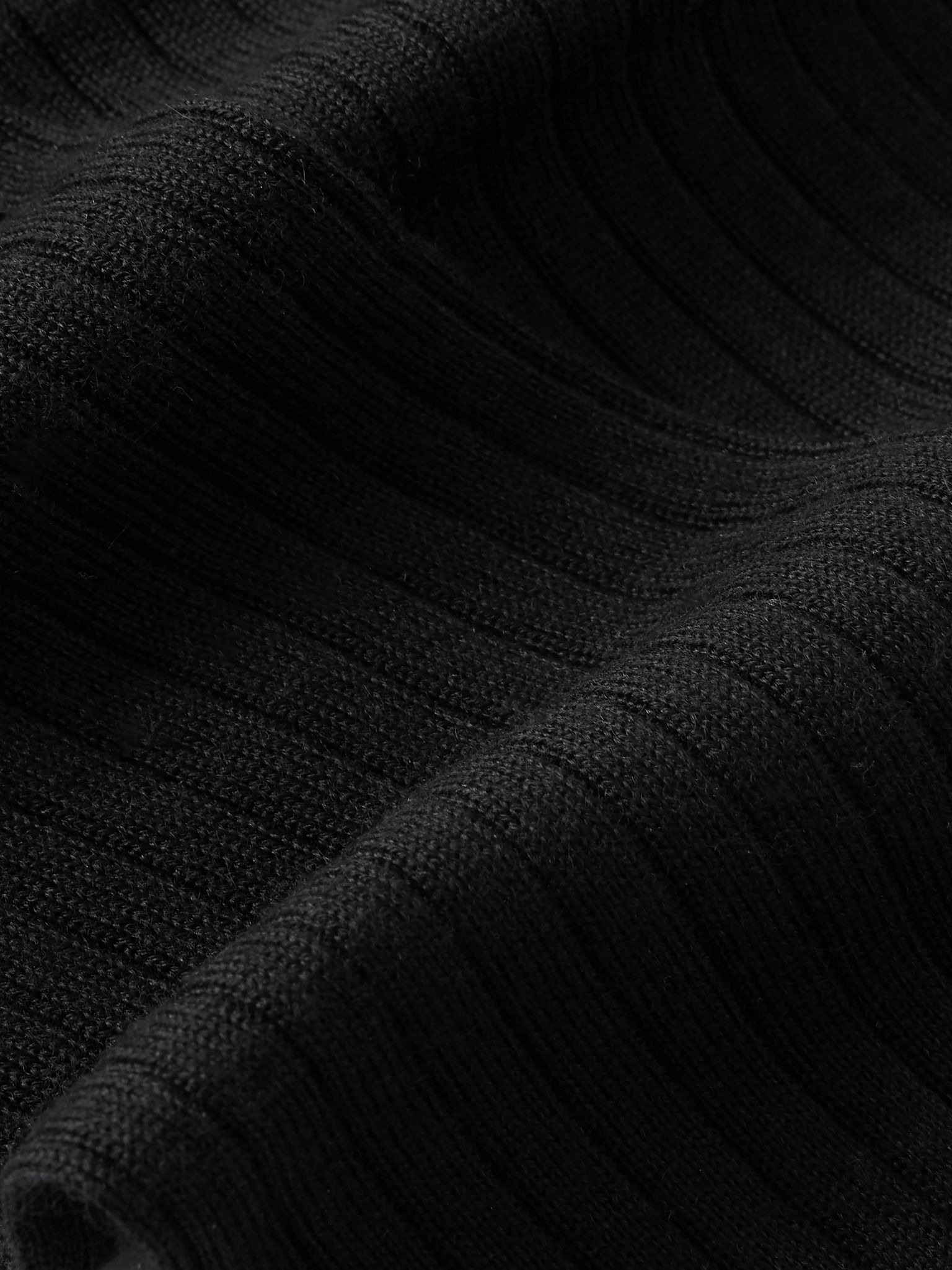 Sottile Ribbed Wool, Cashmere and Silk-Blend Socks Black - 2