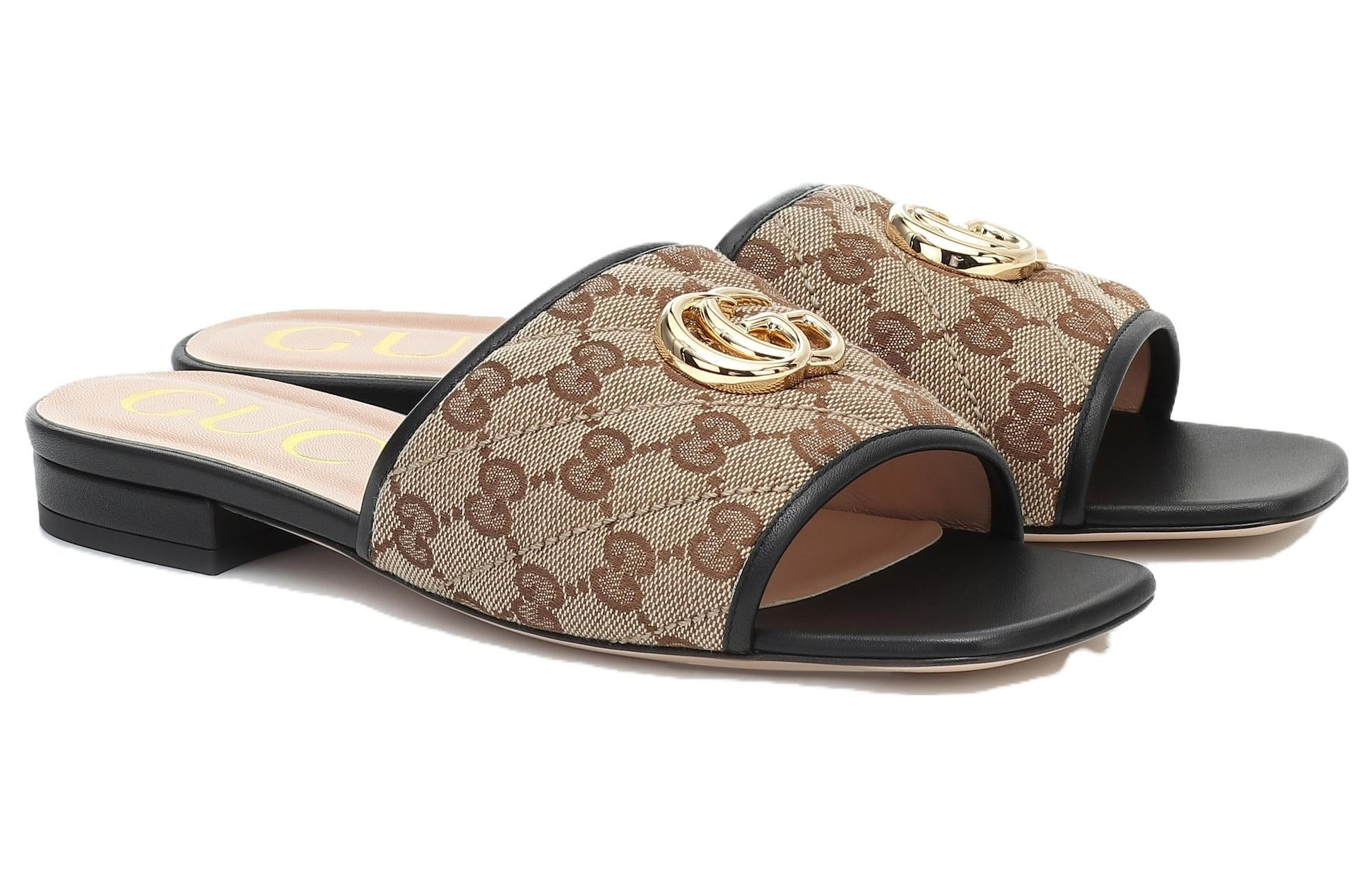 (WMNS) Gucci Double g Canvas Slippers Ebony 619893-KQWM0-9765 - 4