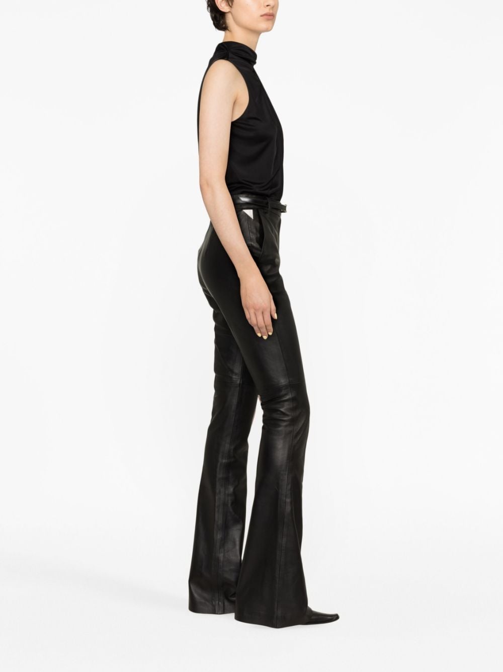 flared leather trousers - 3