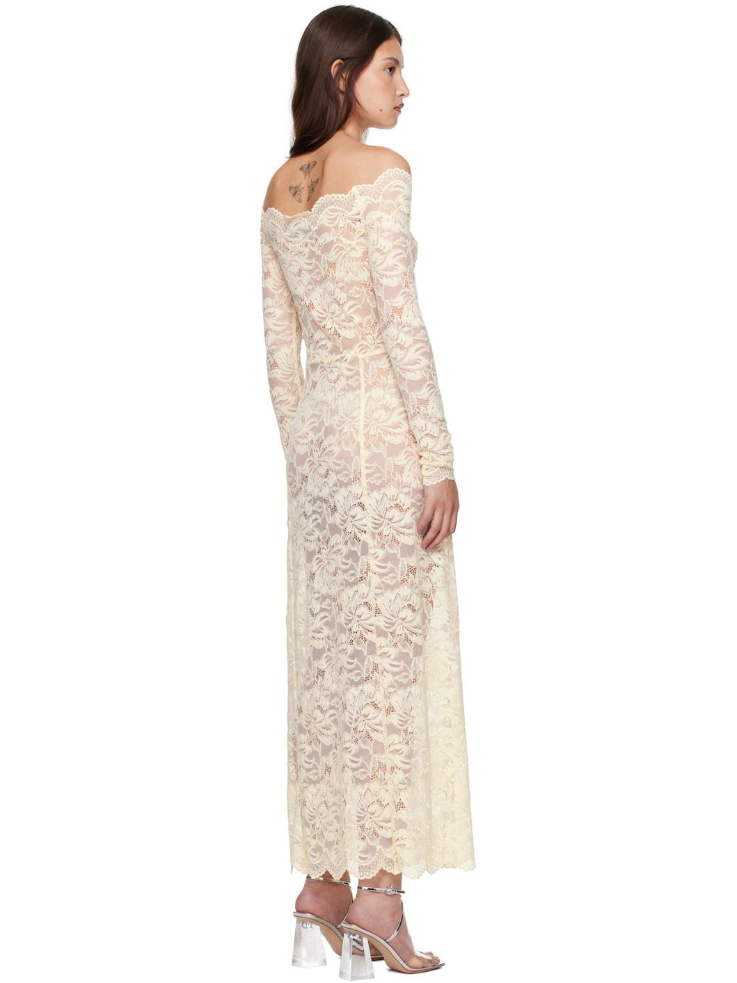 Beige Lace Maxi Dress - 3