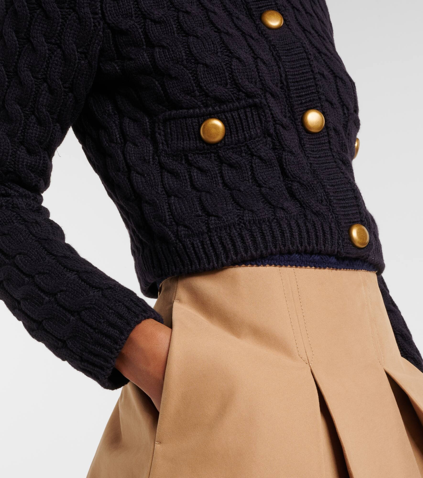 Cable-knit cotton-blend cardigan - 5