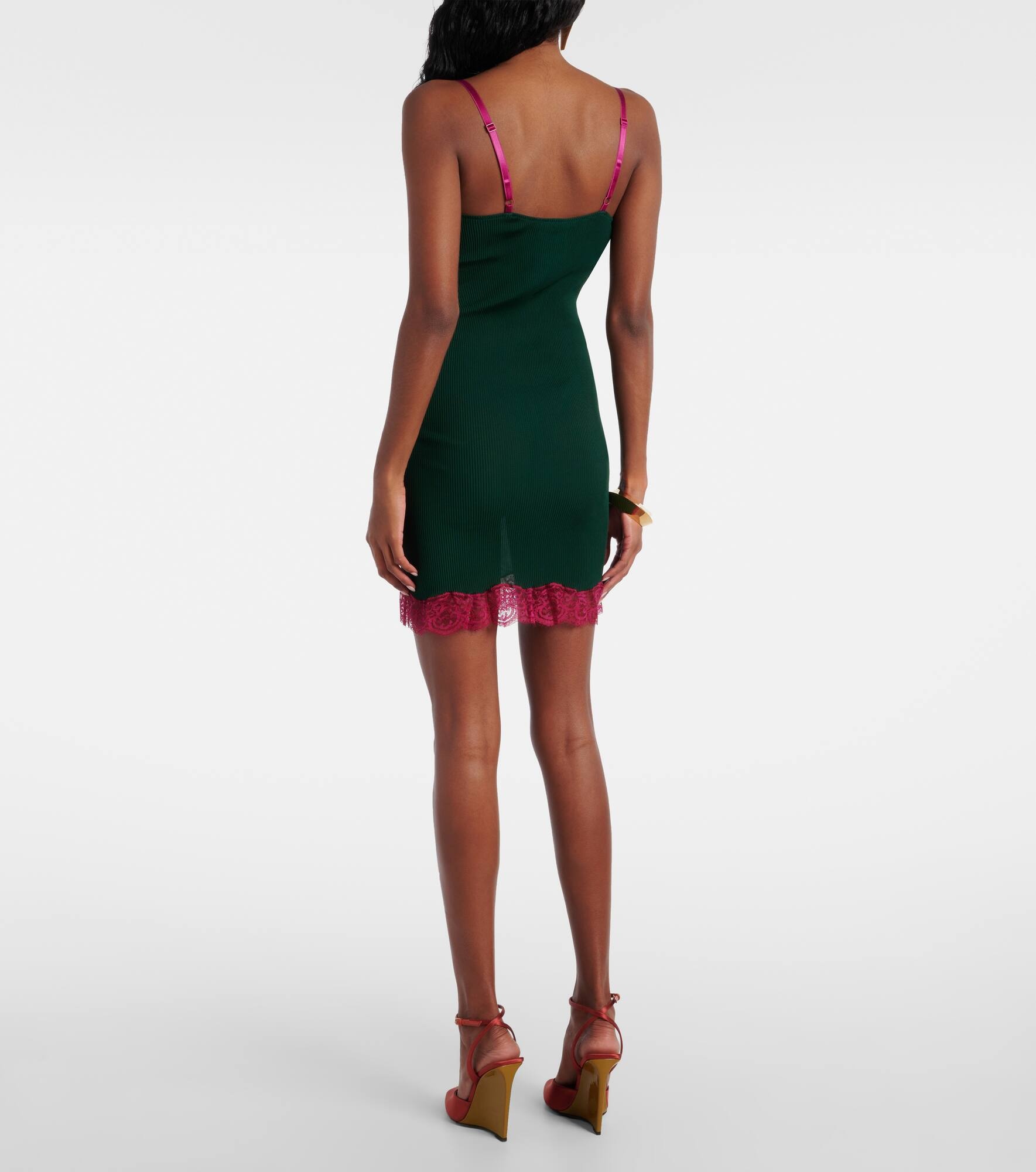 Lace-trimmed silk jersey slip dress - 3