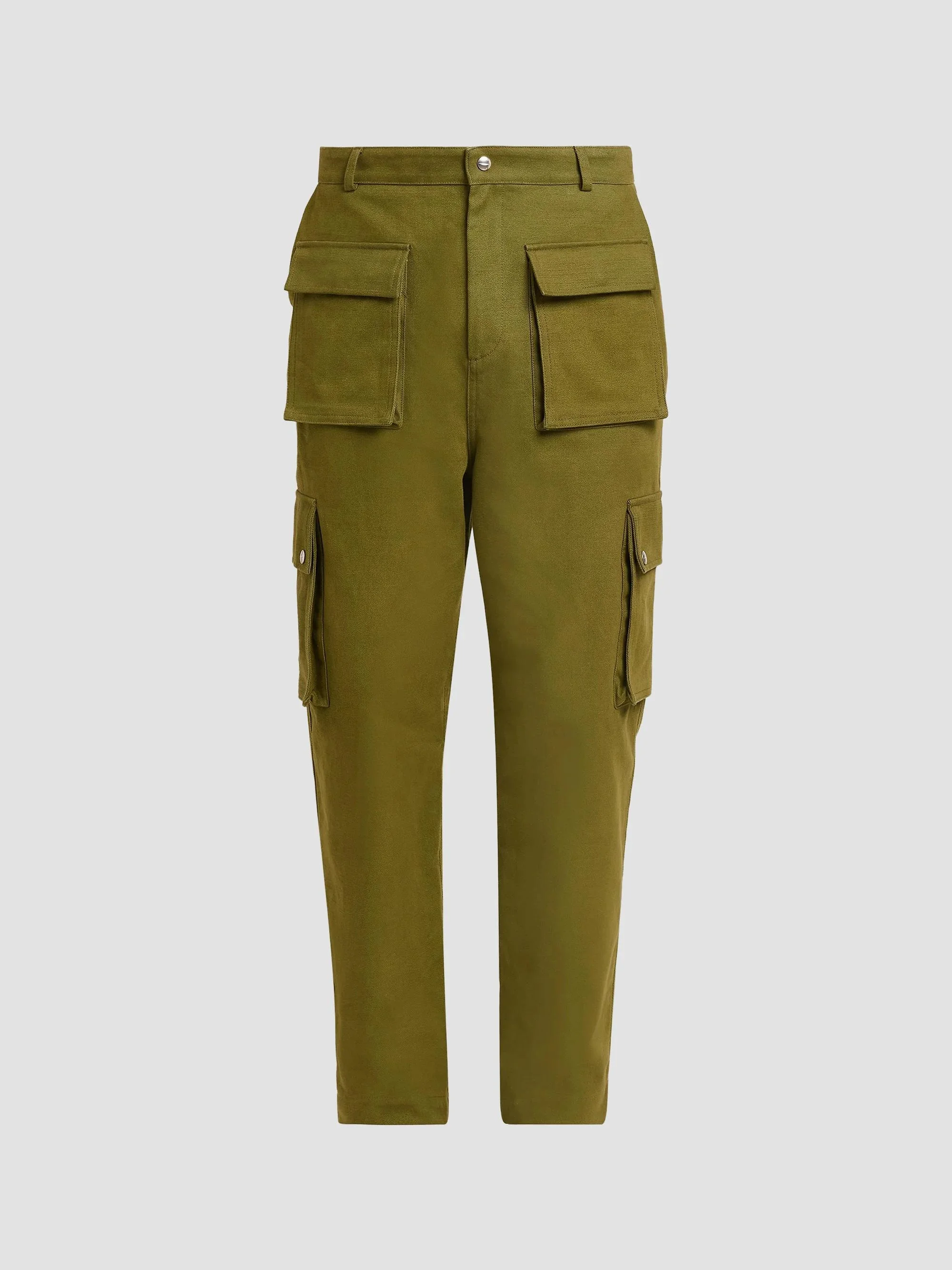 Men's Cotton Cargo Pants - Olive Green - 1