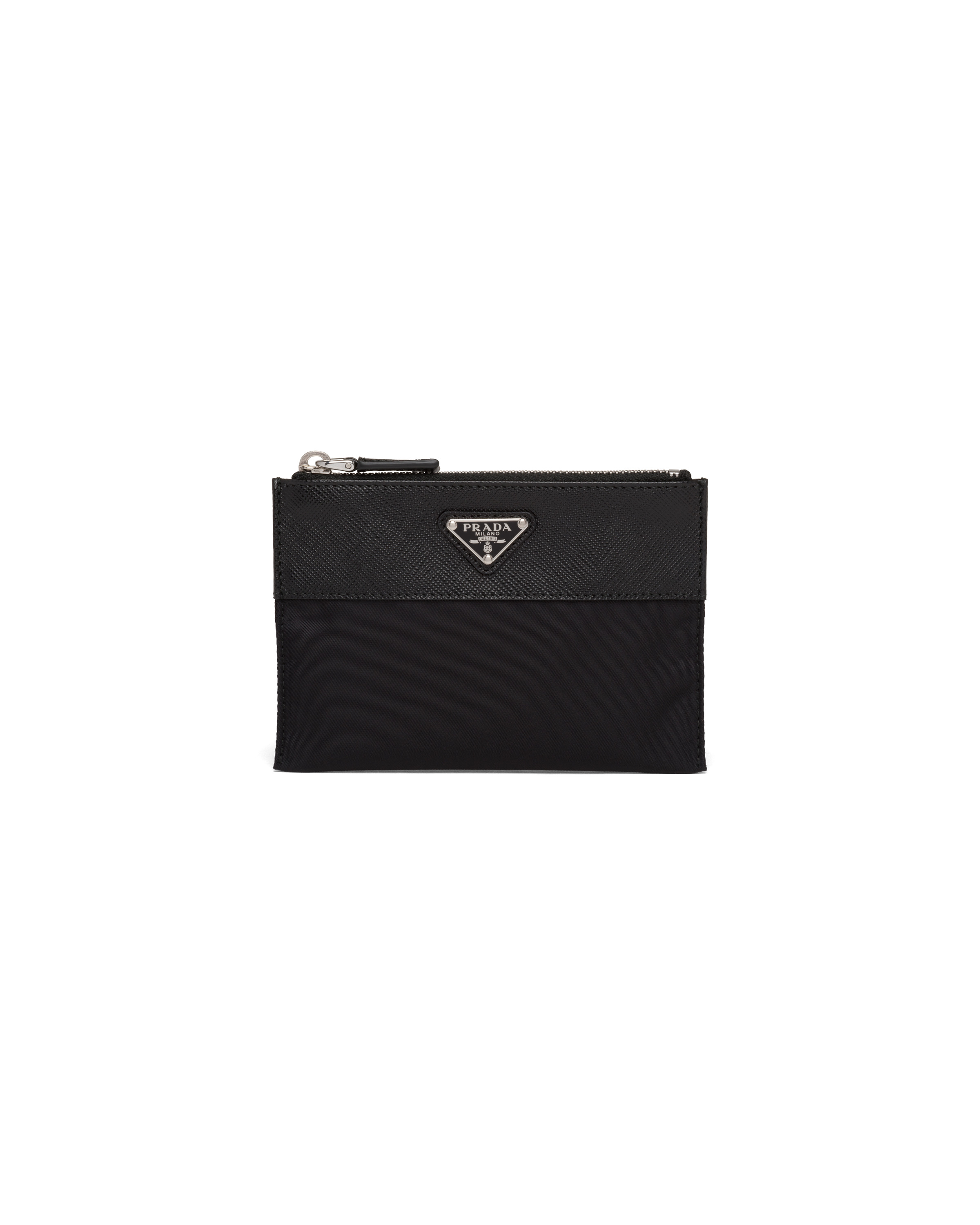 Re-Nylon and Saffiano leather pouch wallet - 1