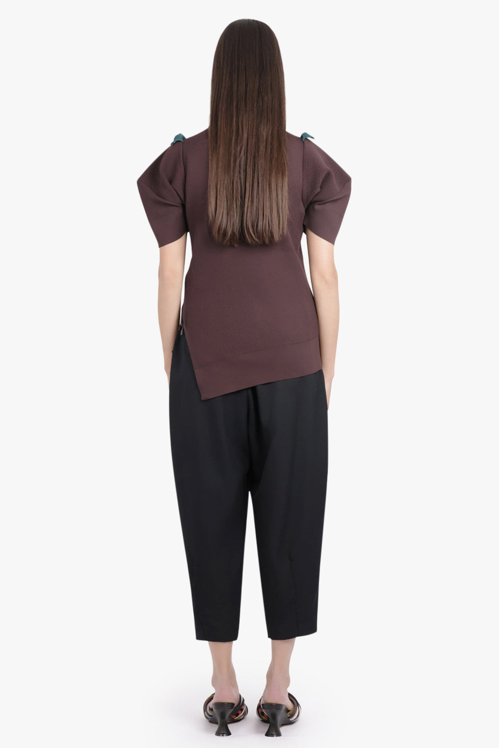 DRAPED RUCHED CROP PANT | BLACK - 5