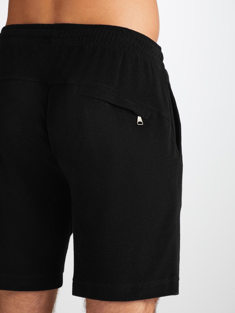 Men's Towelling Shorts Isaac Terry Cotton Black 6