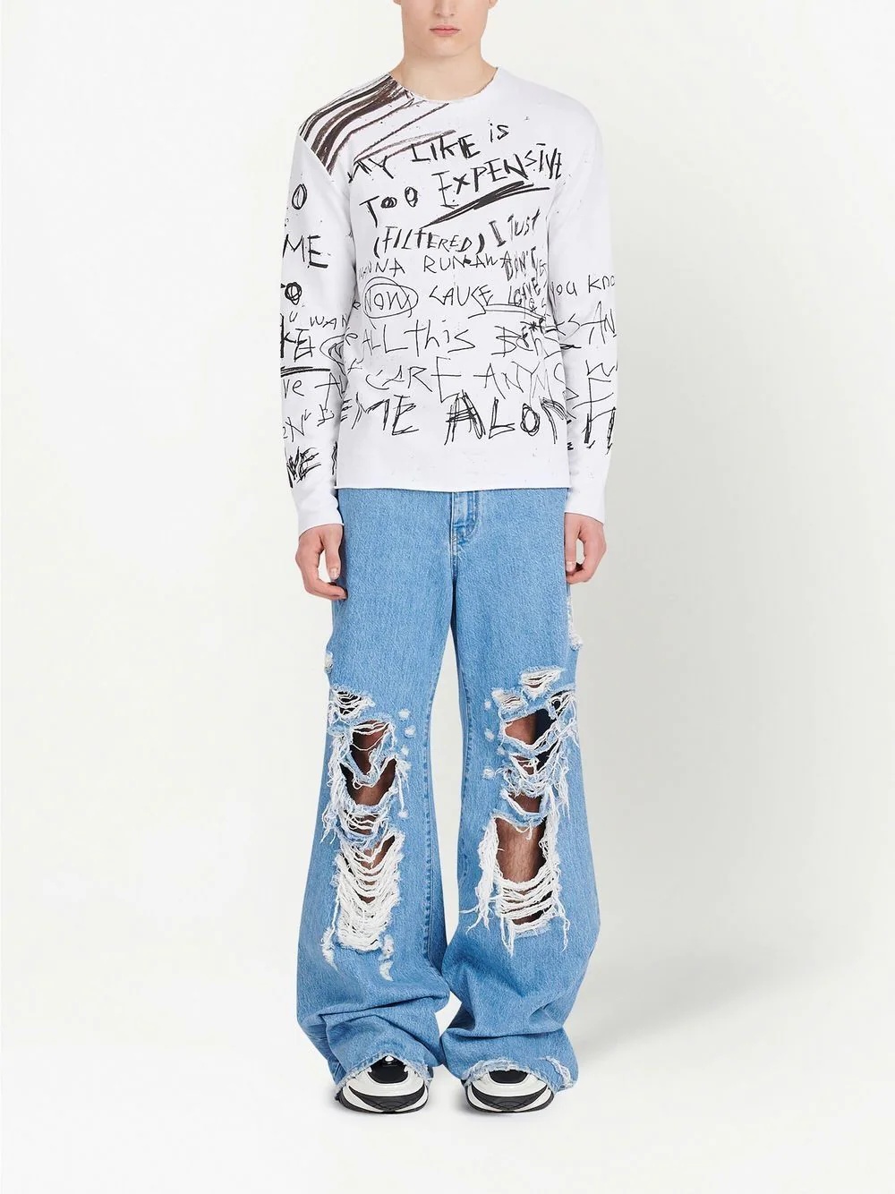 graphic-print raw-cut sweatshirt - 3