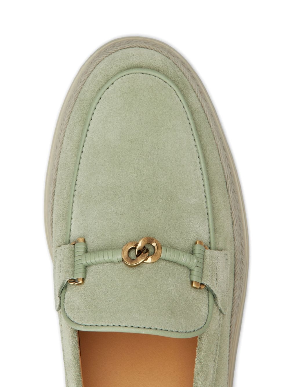 rafia-trimmed suede loafers - 5