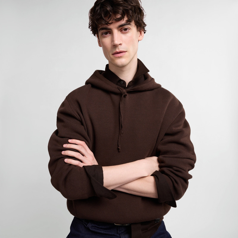 Hooded sweatshirt in doubled knit 5
