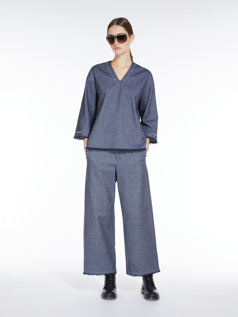 Max Mara CORFU Denim-look fabric trousers outlook