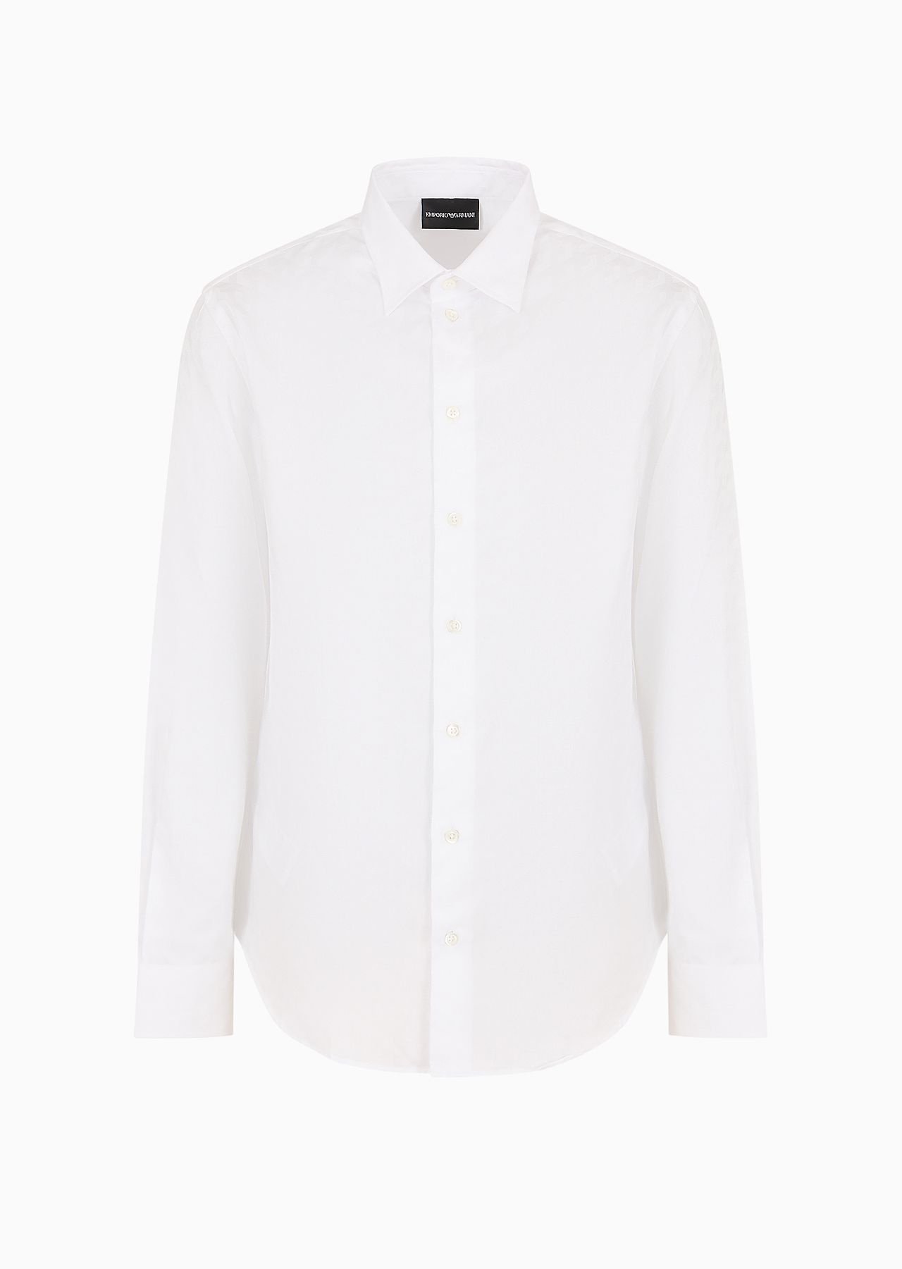 Classic-collared cotton shirt with a jacquard pattern - 1