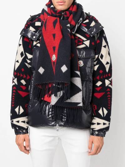 Moncler geometric pattern wool scarf outlook