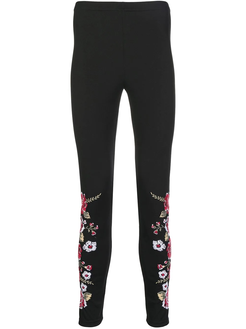 floral embroidered leggings - 1