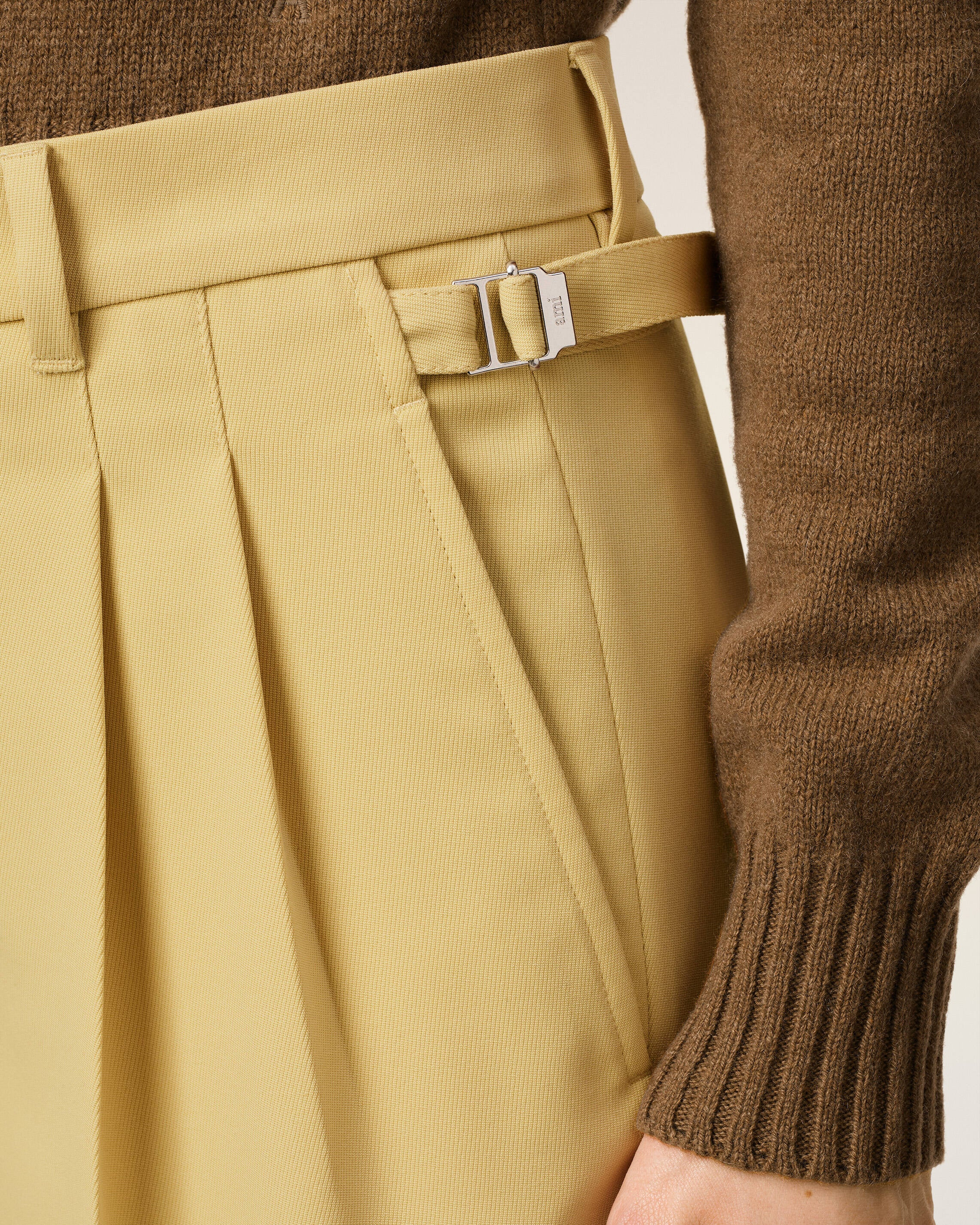GREEN WOOL TABS WIDE TROUSERS - 5
