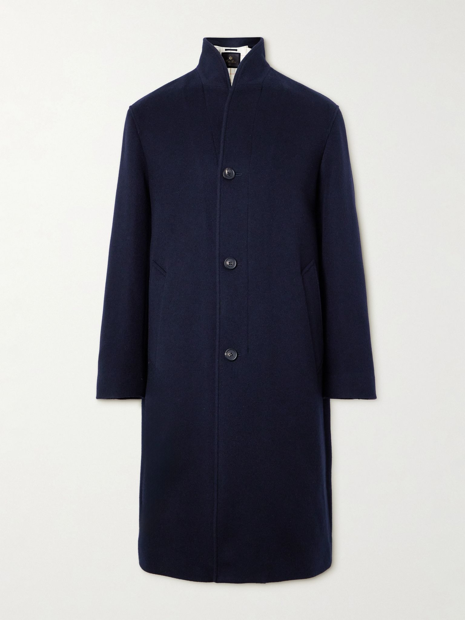 Daito Shawl-Collar Double-Faced Cashmere Coat Navy - 1