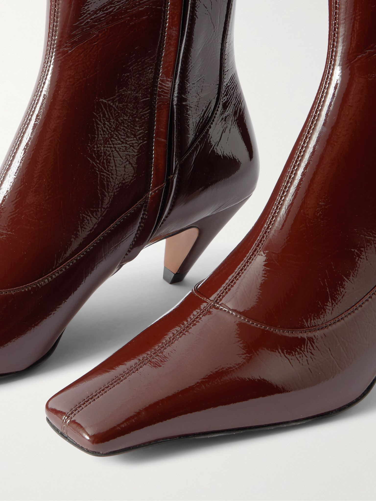 Spur glossed ankle boots Chocolate - 4