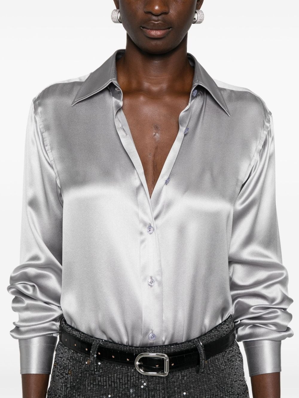 charmeuse silk shirt - 5