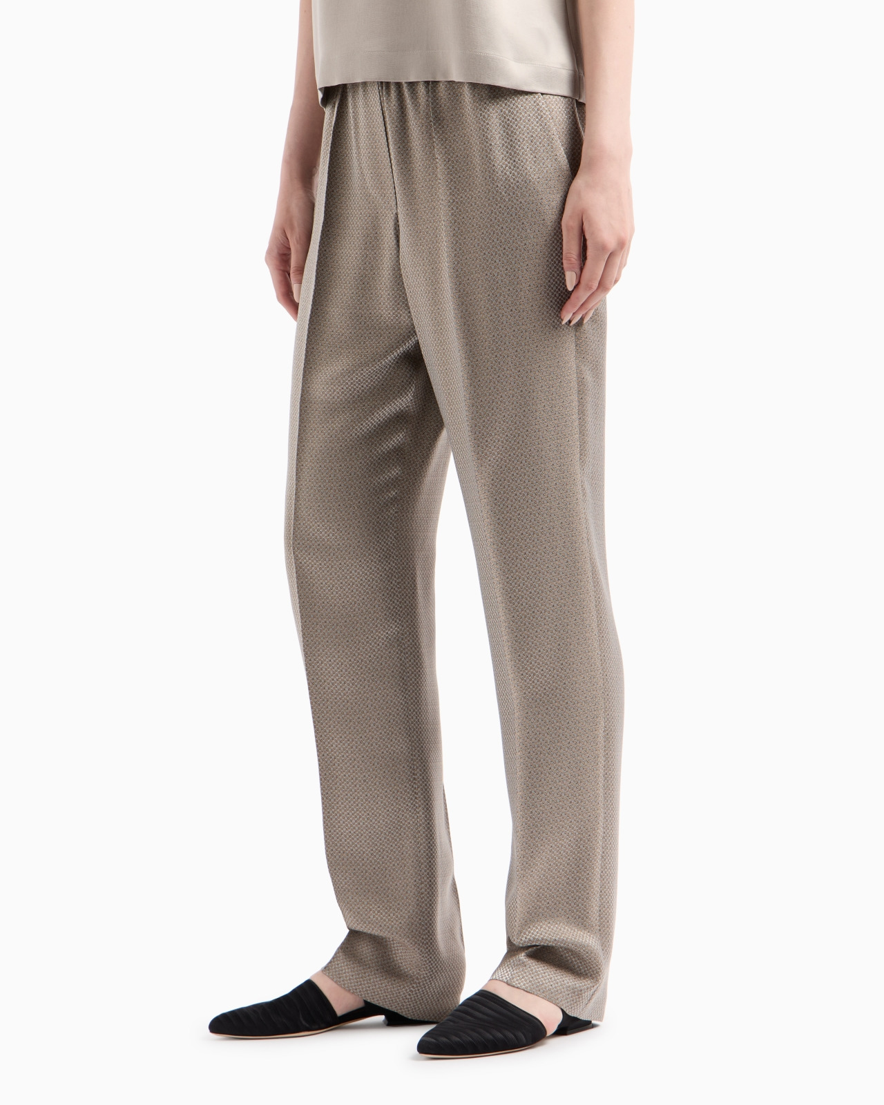 STRAIGHT-CUT JACQUARD VISCOSE AND CUPRO TROUSERS - 3