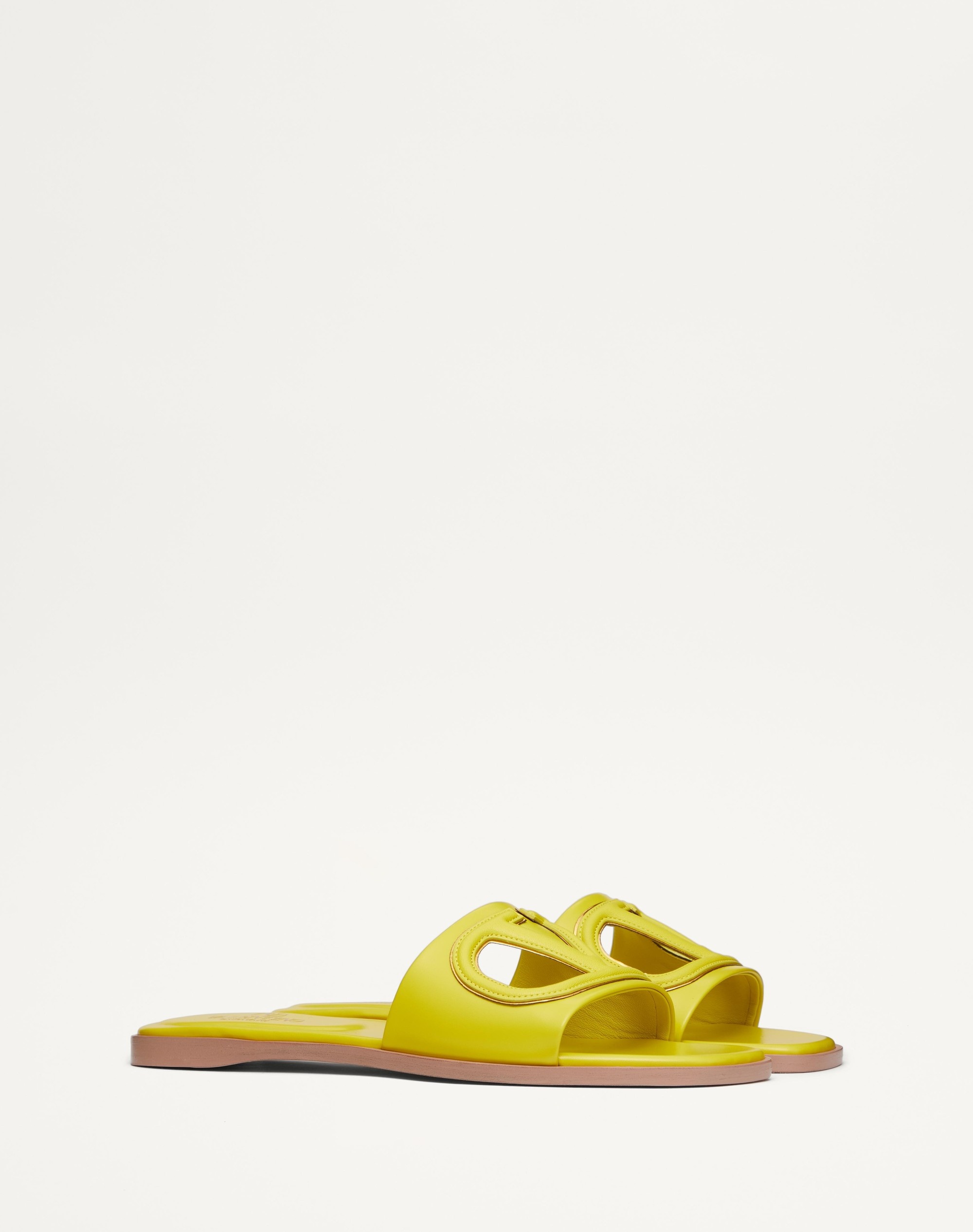 VLOGO CUT-OUT CALFSKIN SLIDE SANDAL - 2