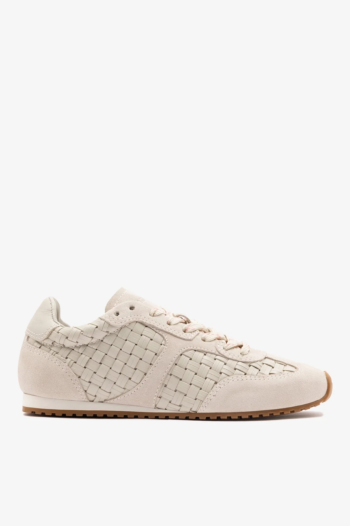 Stella Macrame Sneaker In Mushroom Grey Leather and Suede - 1