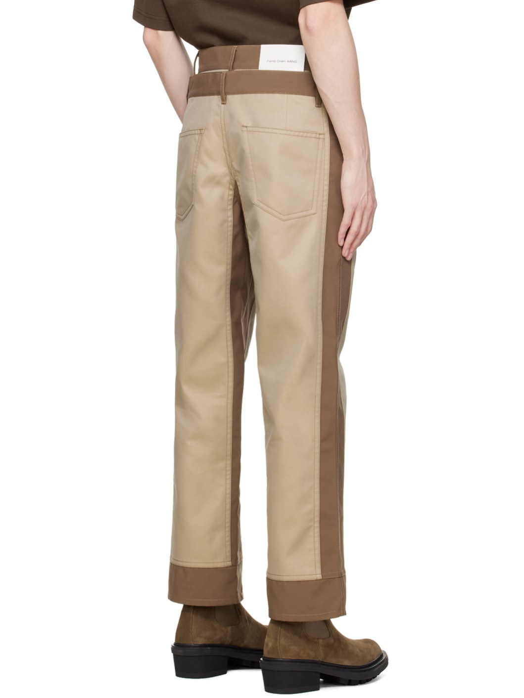 Brown & Beige Paneled Trousers - 3