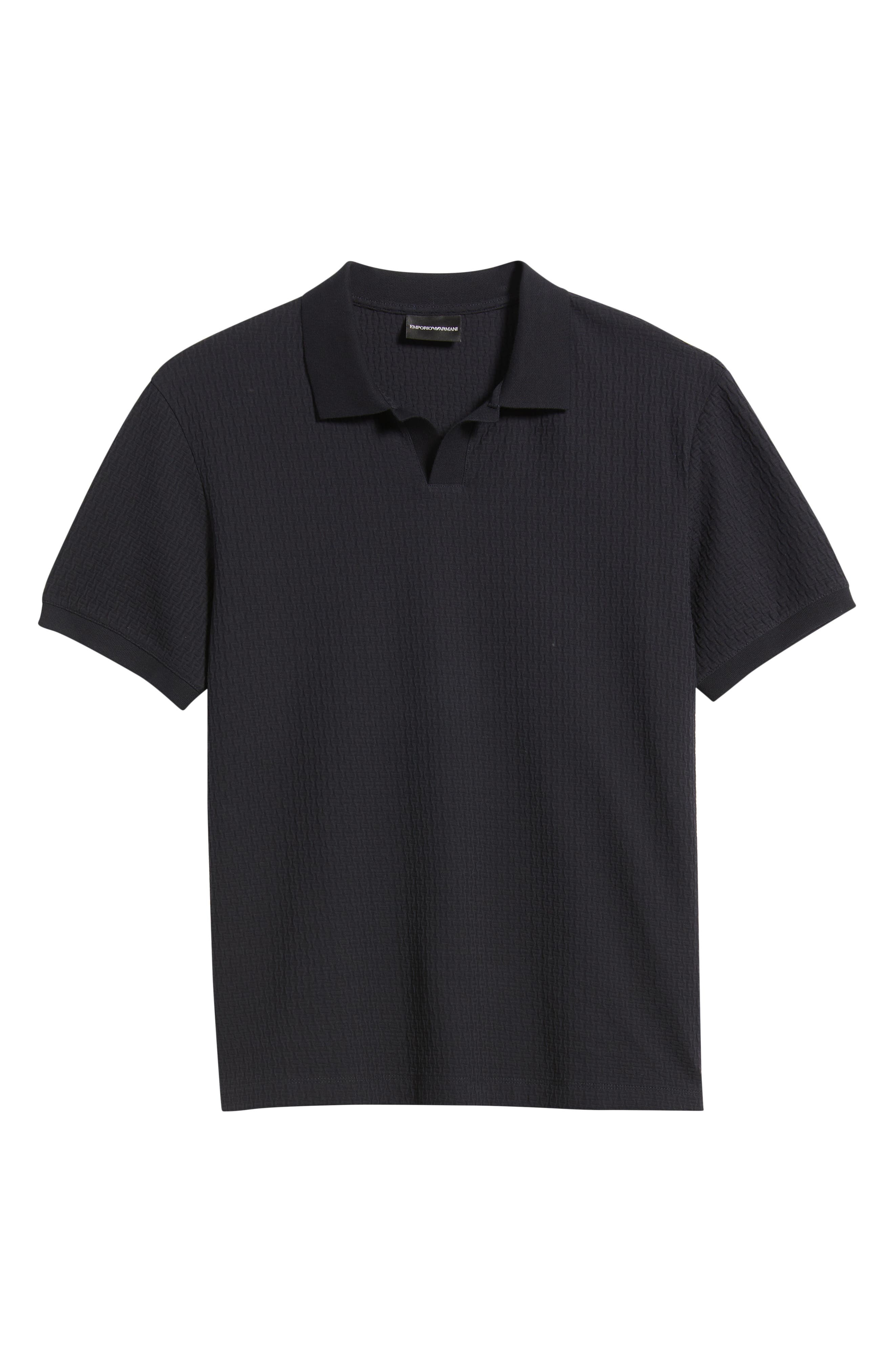 Emporio Armani Tonal Chain Johnny Collar Polo in Blue at Nordstrom - 5