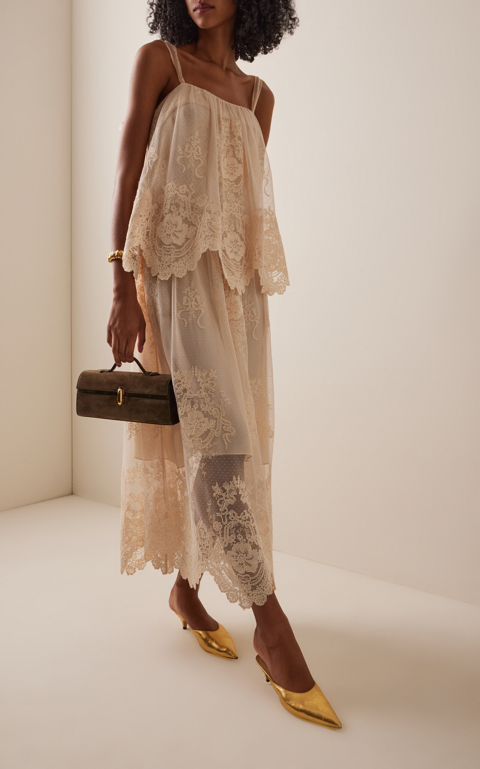 Hypnotic Tiered Lace Maxi Slip Dress ivory - 2