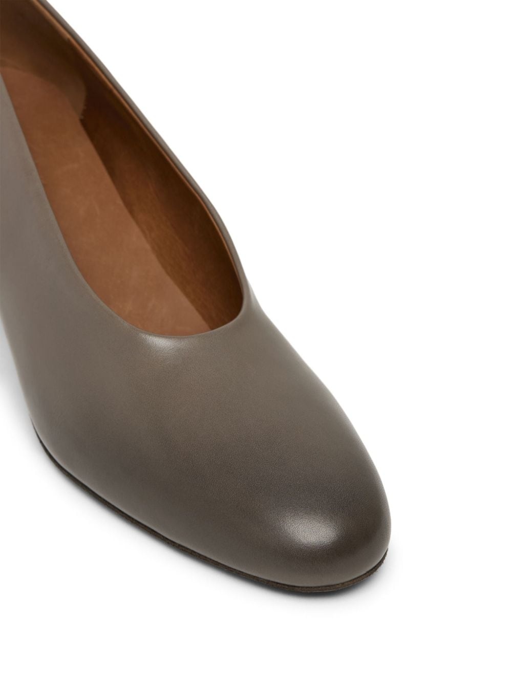 block-heel leather pumps - 4