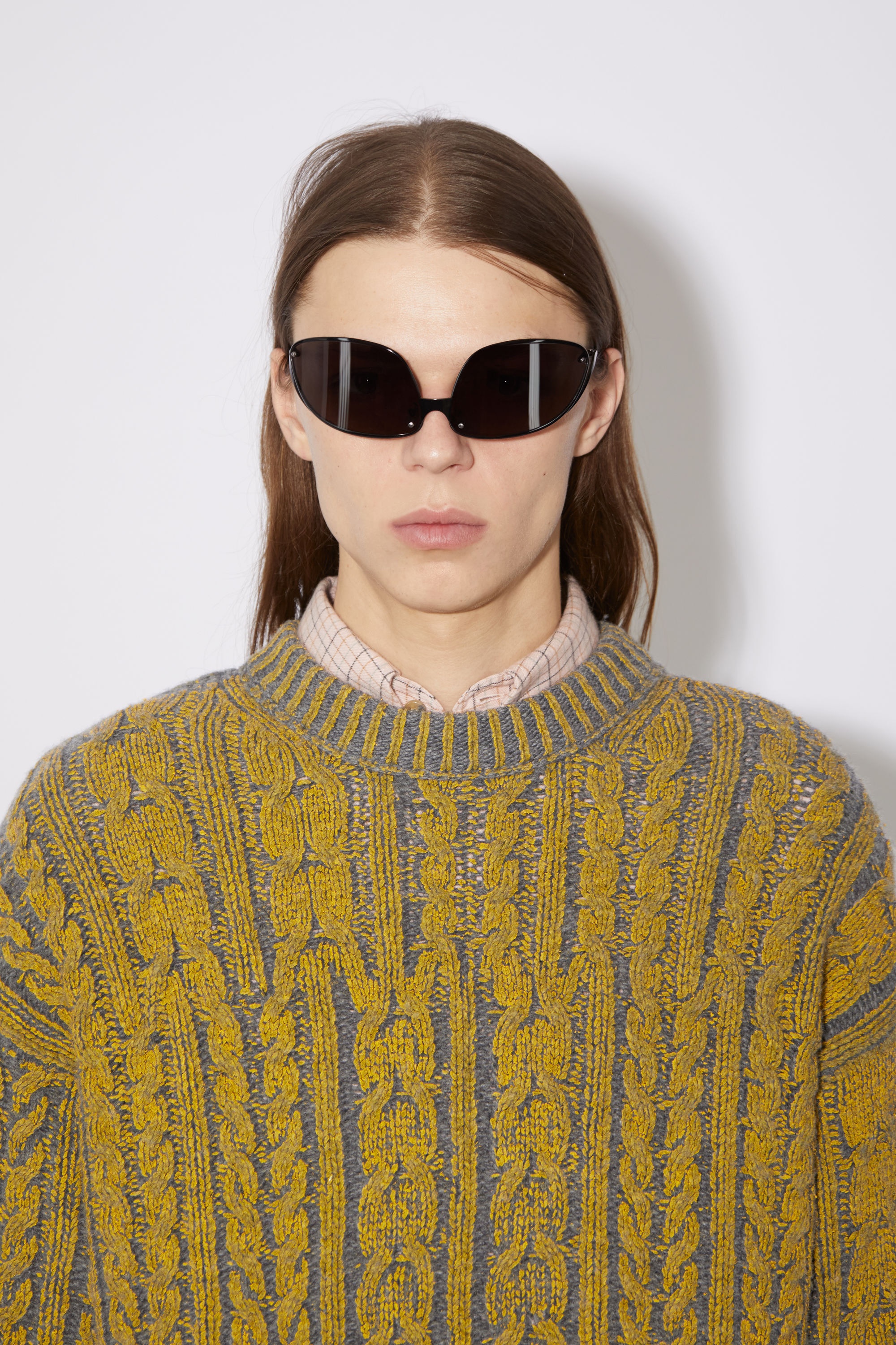 Crew neck wool-blend jumper - Oil yellow - 5