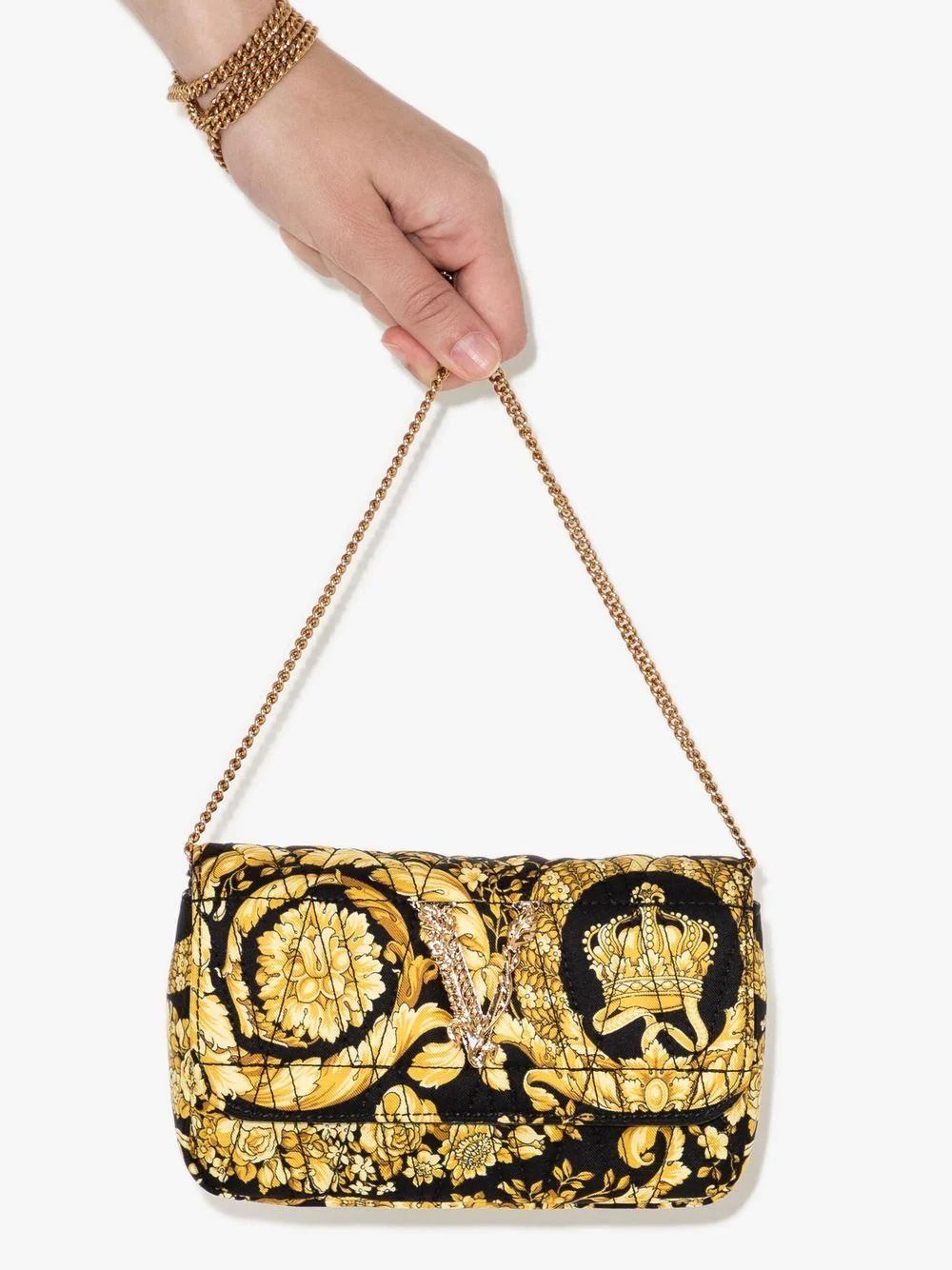 baroque-print mini bag - 4