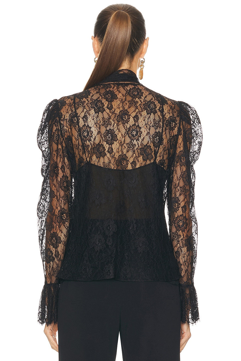 Jacquard Flower Lace Blouse - 3