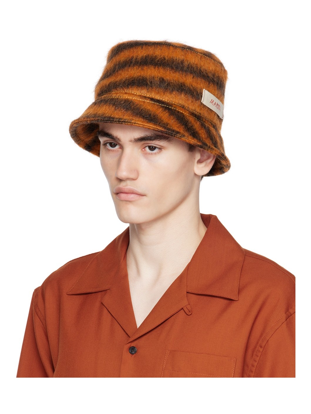 Black & Orange Striped Bucket Hat - 4