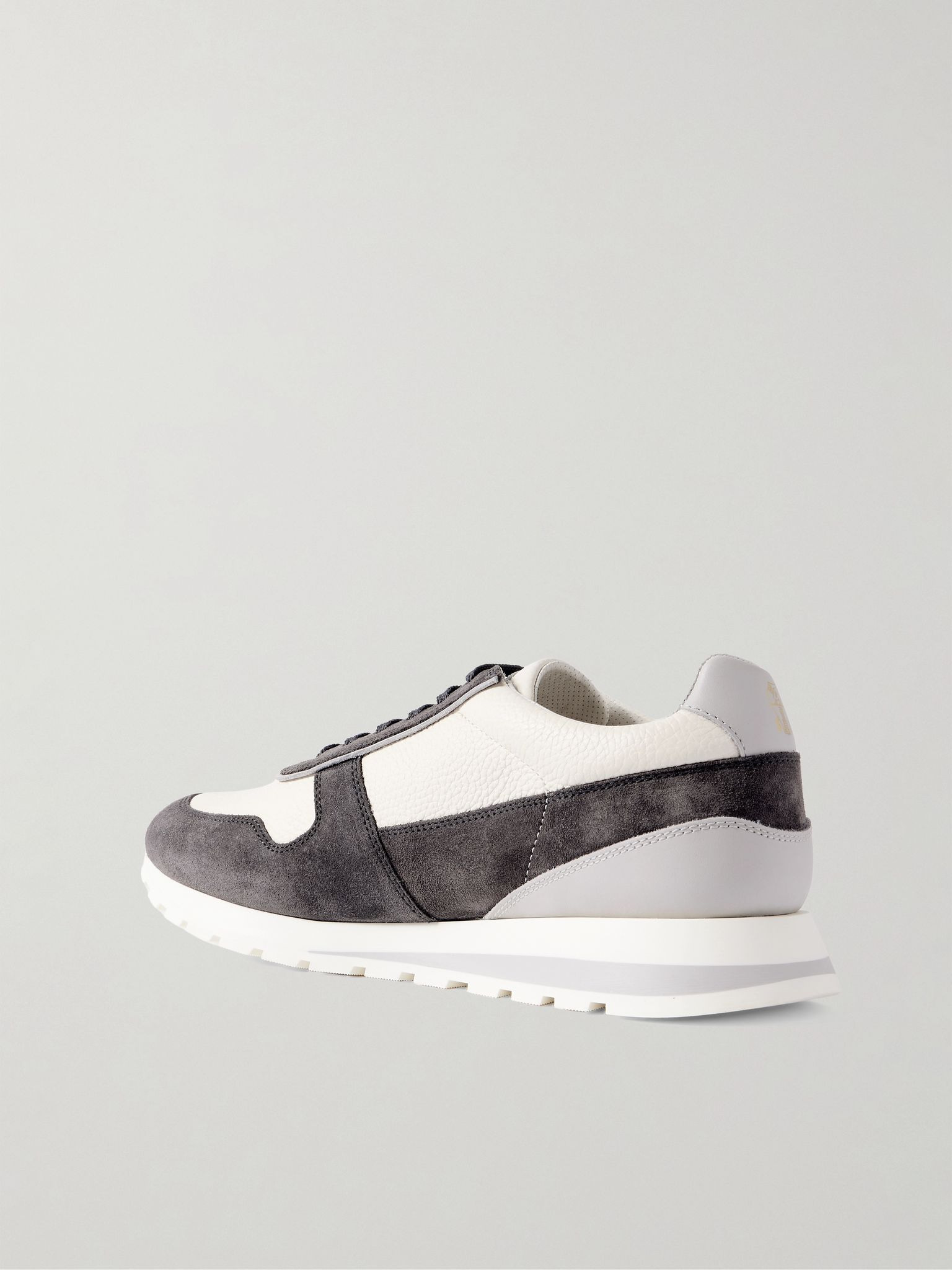 Olimpo Full-Grain Leather and Suede Sneakers Gray - 4