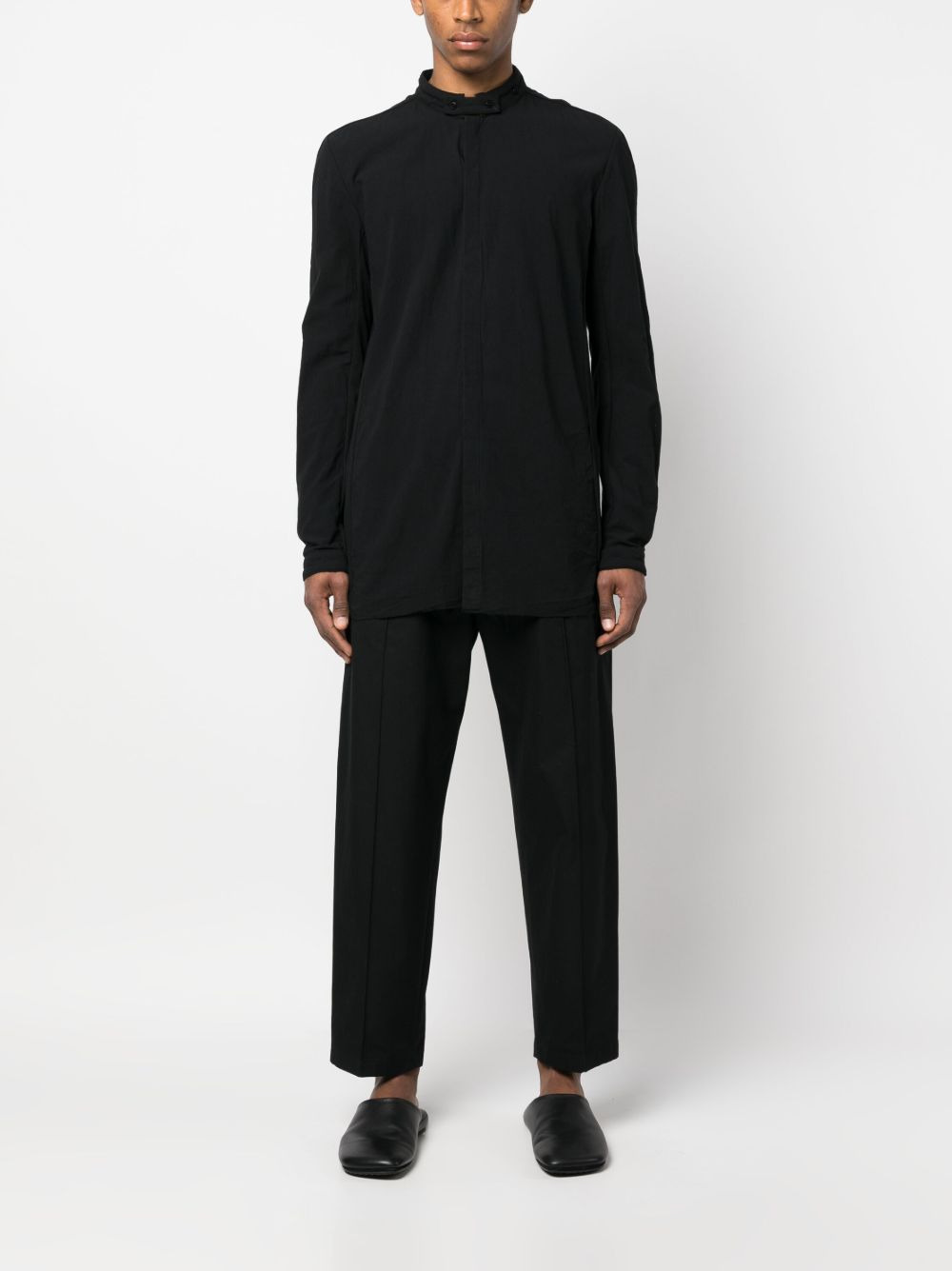 stand-up-collar long-sleeve cotton shirt - 2