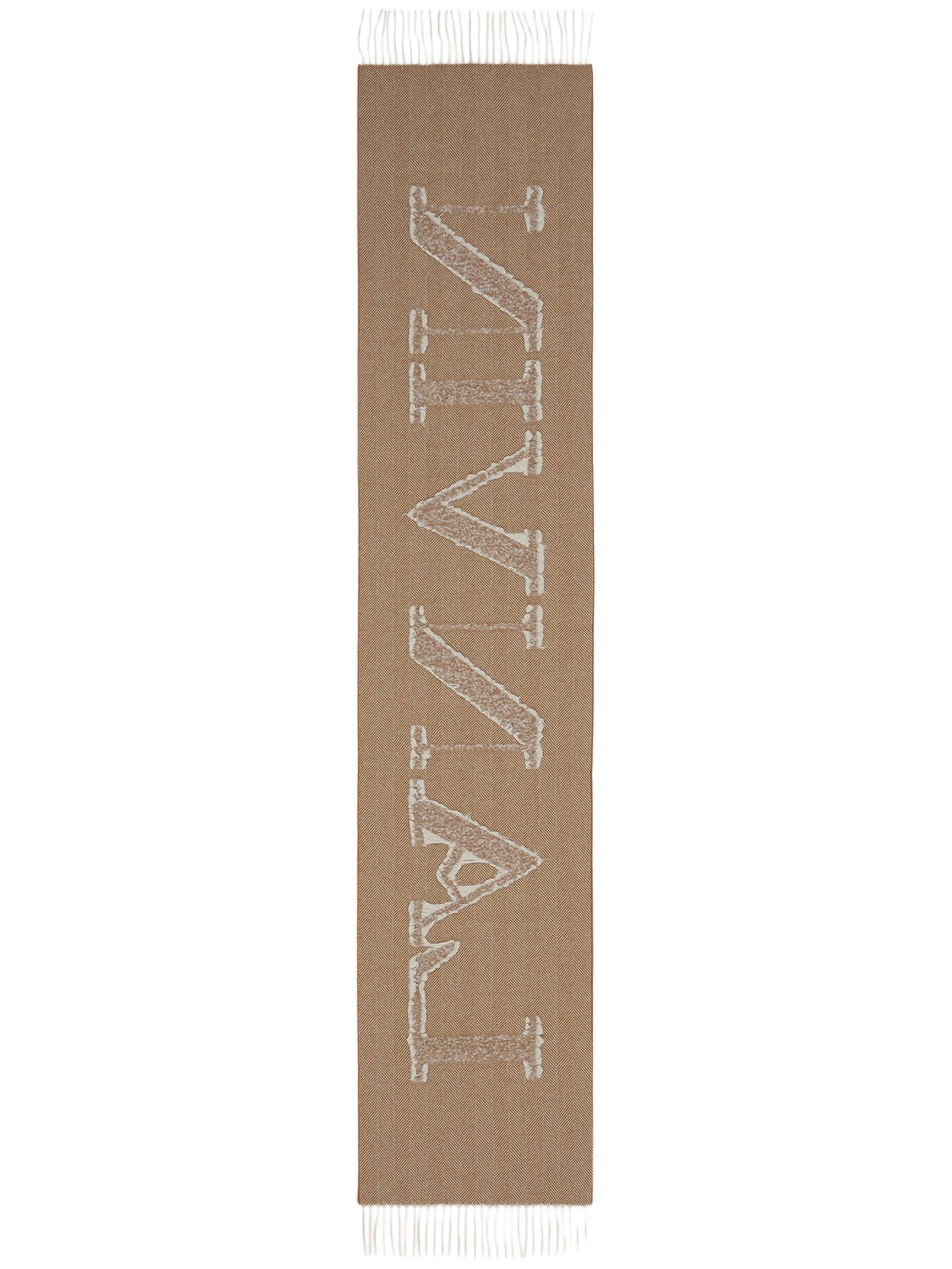 Lanvin Signature Fringed Wool Scarf in Mastic-Ecru at Nordstrom - 4