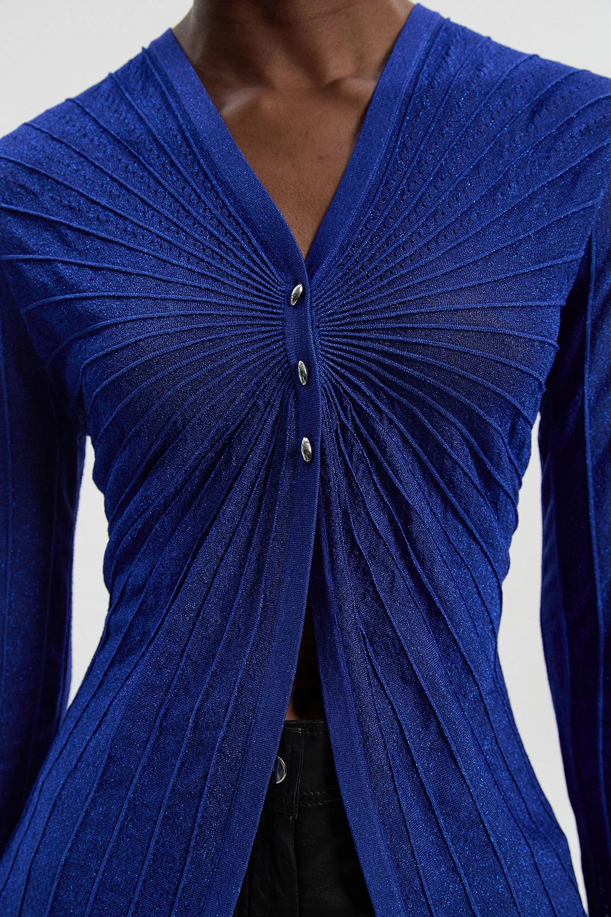 Sparkle Metallic Knitted Fitted Cardigan - 1