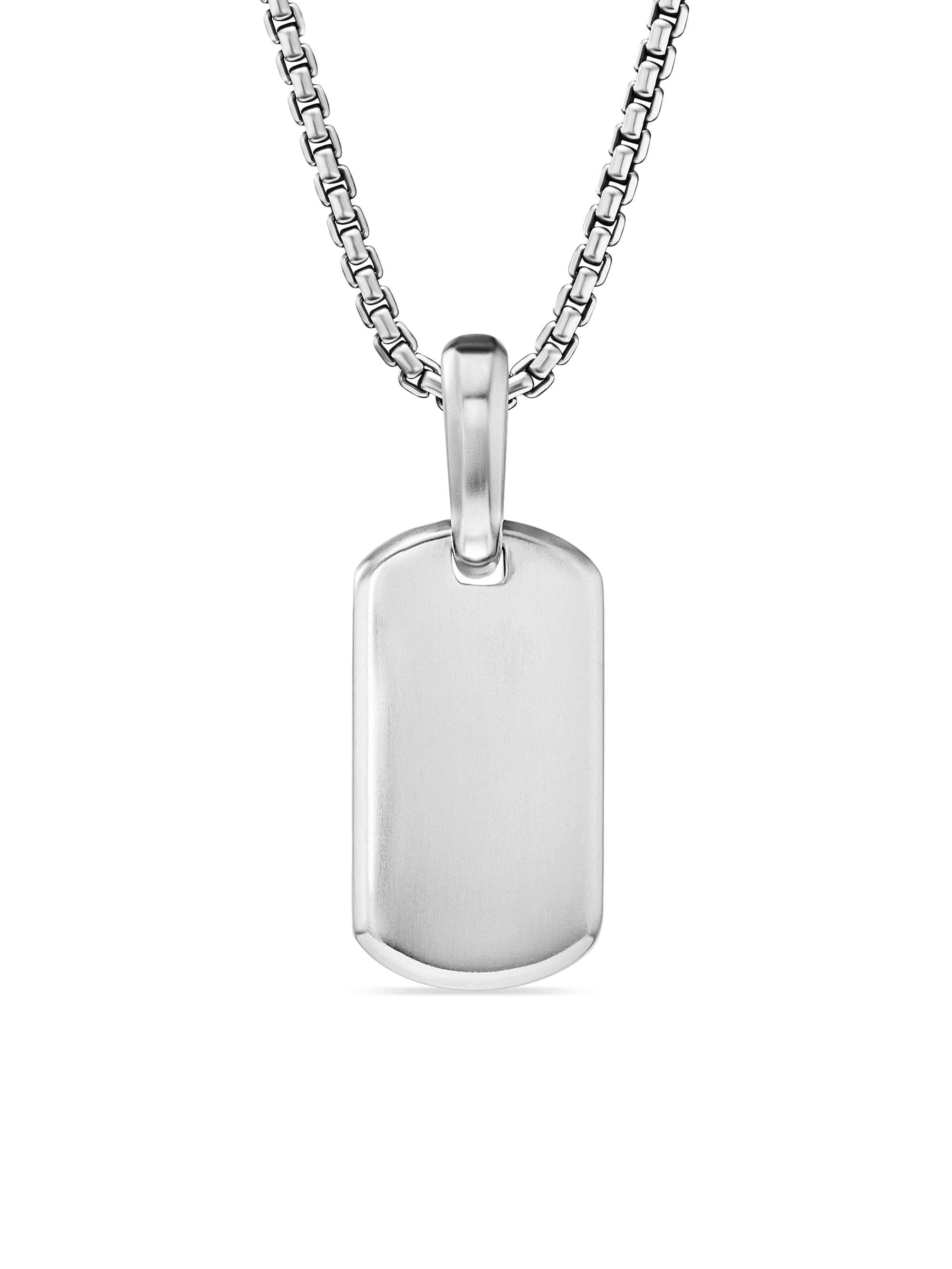 Men's Chevron Tag in Sterling Silver, 21mm - Silver - 1