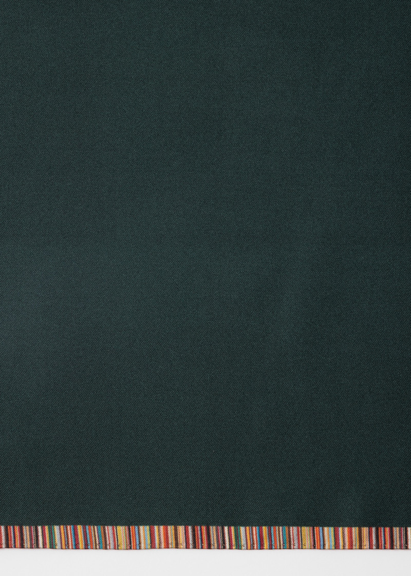Dark Green 'Signature Stripe' Silk Pocket Square 4