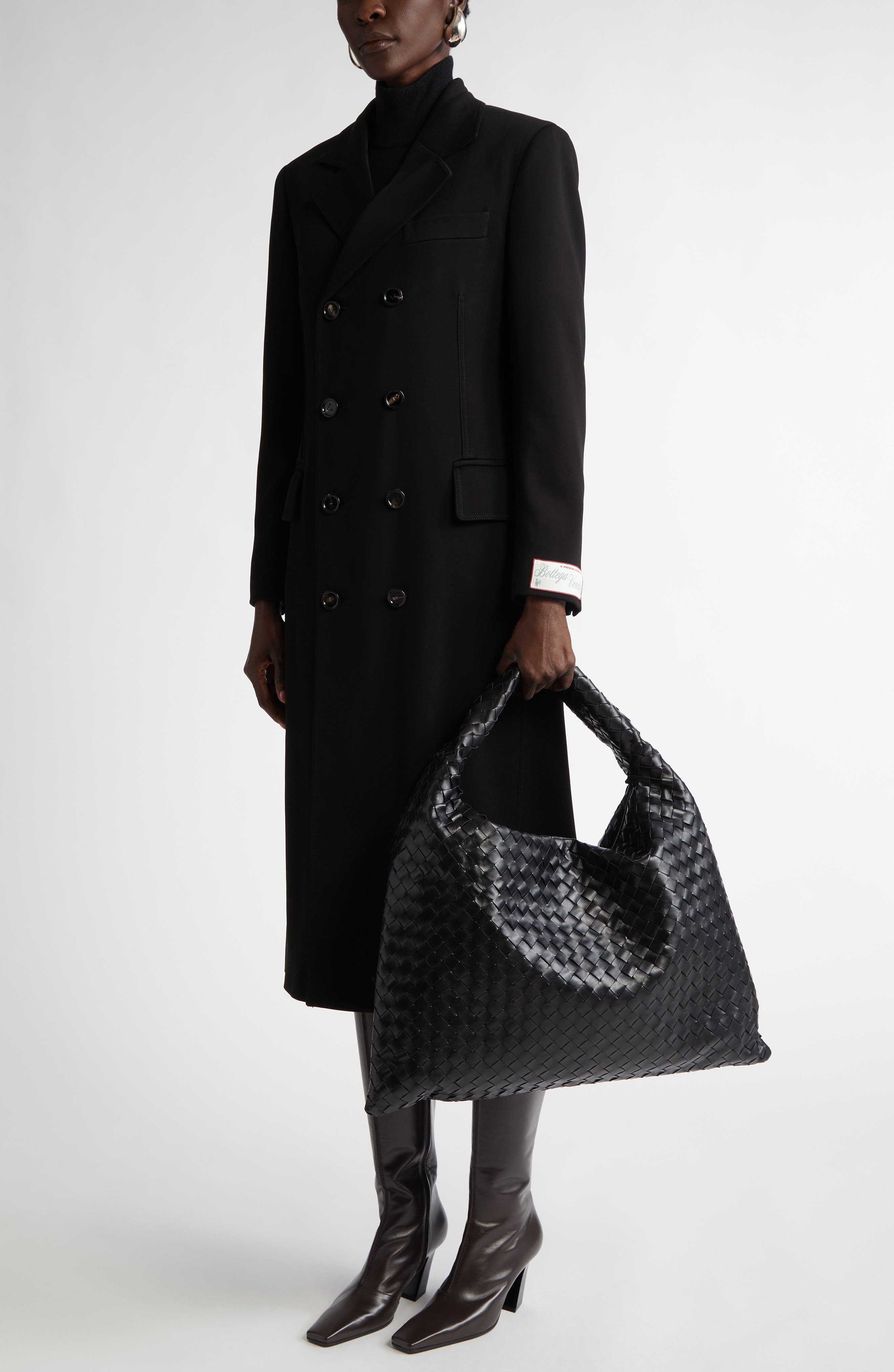 Bottega Veneta Large Hop Intrecciato Leather Hobo Bag in 1019 Black-M Brass at Nordstrom - 2