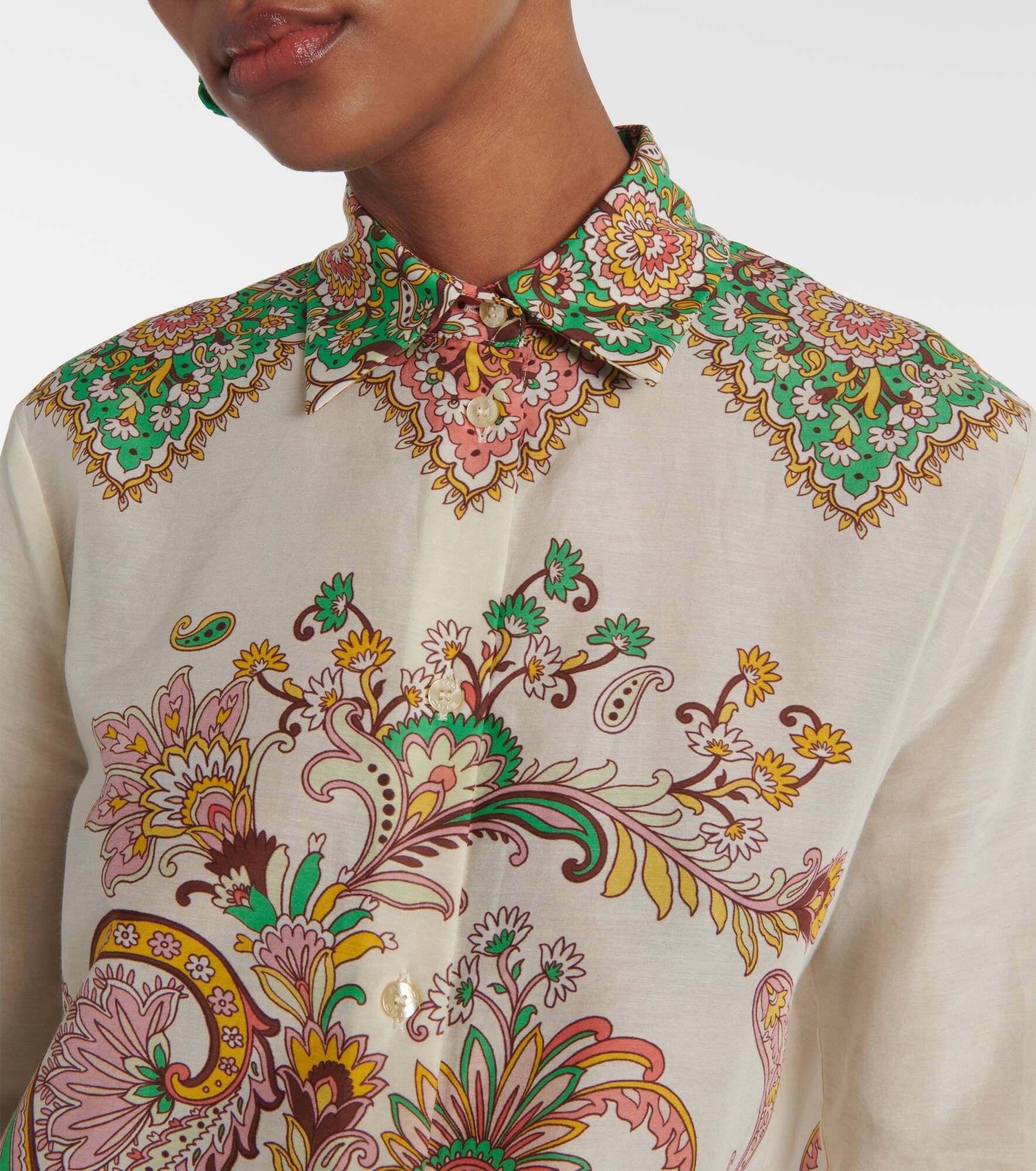 Printed cotton and silk shirt - 4